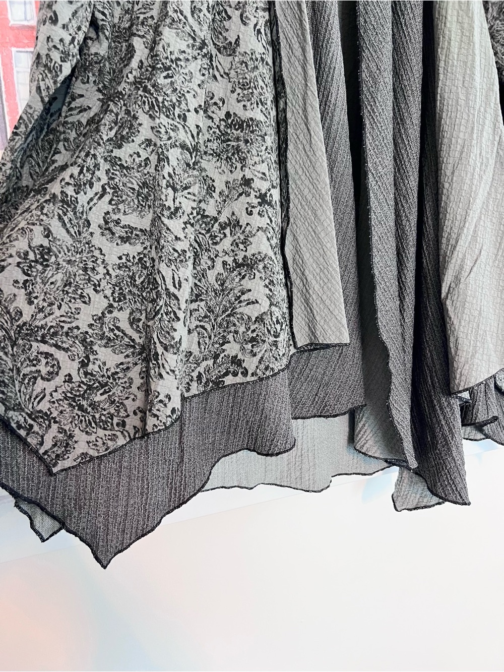 Habitat Lagenlook Multi Layer Greenish Gray/Black Crinkle Floral Jacket - Picture 7 of 12